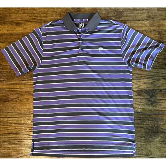 FootJoy Other - FootJoy Golf Shirt‎ Mens Med Rancho San Marcos logo Purple Brown Stripes